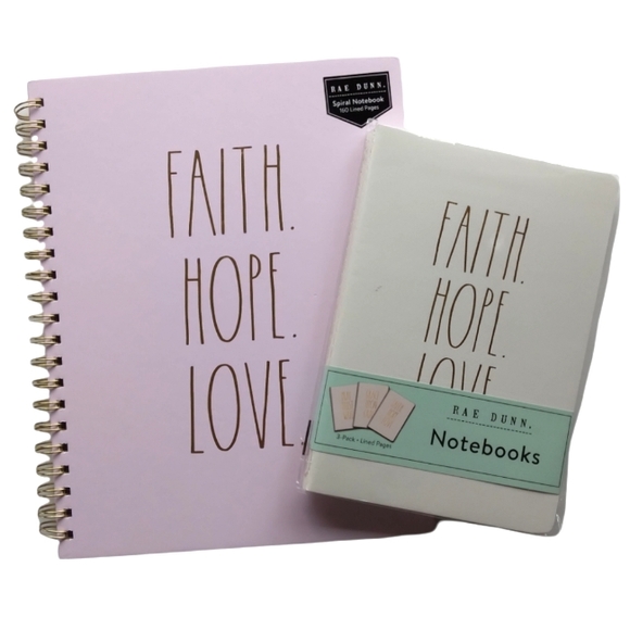 Rae Dunn Other - SALE! NWT Rae Dunn Faith Hope Love Spiral Notebook and 3pk Notebook Set